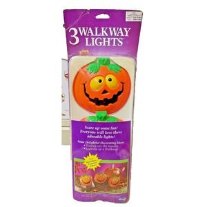 Vintage NIB 3 Walkway‎ Lights Jack O Lantern Fun World Easter Unlimited